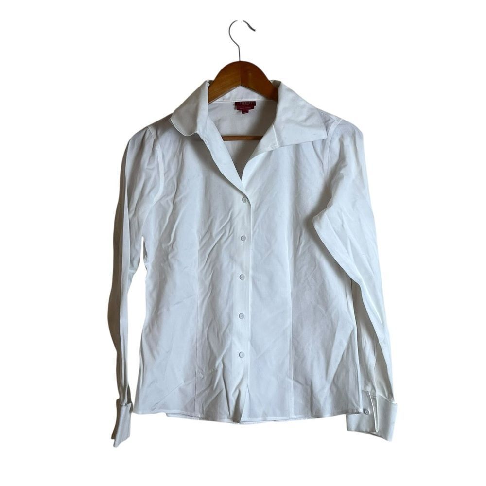 Talbots off white‎ cotton blend button down shirt